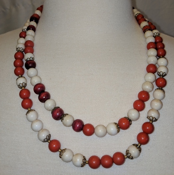 Jewelry Vintage Red And White Bead Necklace Poshmark
